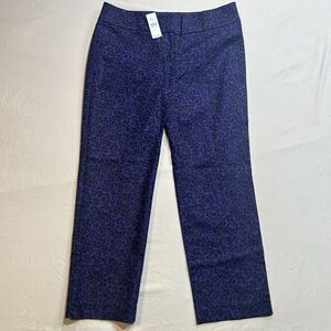 NWT LOFT Women’s Size 10 Purple Black Floral Brocade Julie Capri Pants Crop